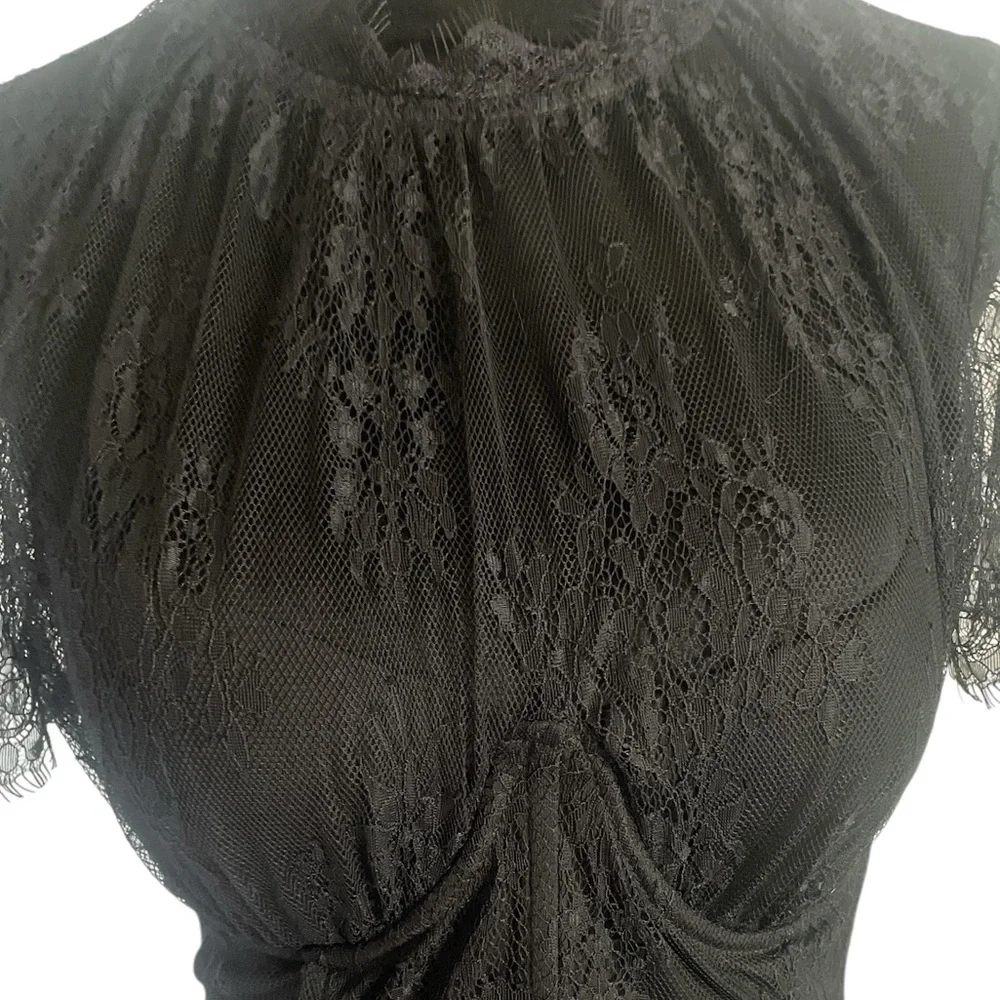 Lulus Black Alluring Charisma Black Lace Bustier Short Sleeve Bodysuit,Med,
NWT - Picture 9 of 11